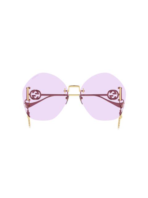 GUCCI Round-Frame Metal Sunglasses pink