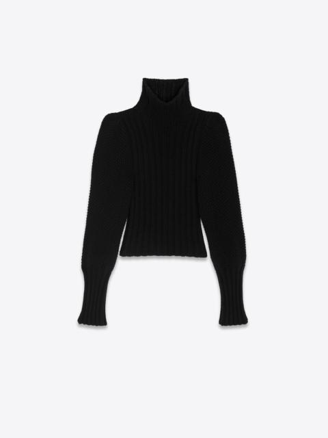 SAINT LAURENT high-neck ribbed sweater in wool
