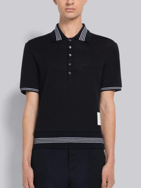 Thom Browne Open Stitch Waffle Tipping Polo