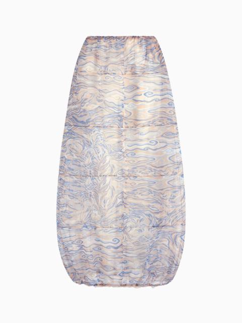 GIORGIO ARMANI PRINTED SILK-ORGANZA, LONG SKIRT