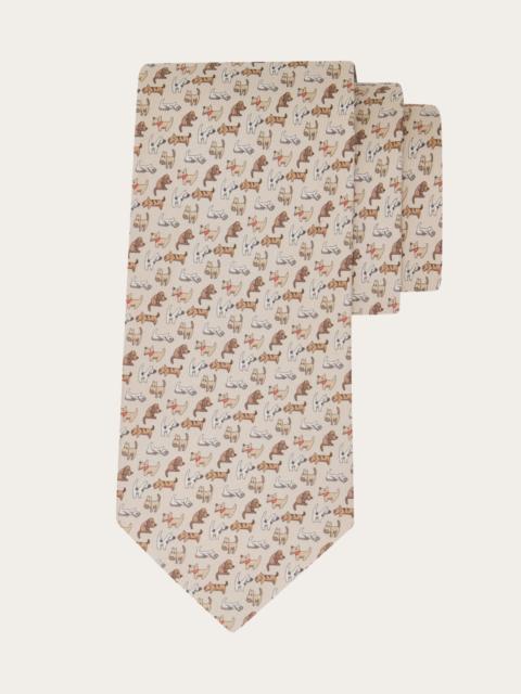 FERRAGAMO Dogs print silk tie
