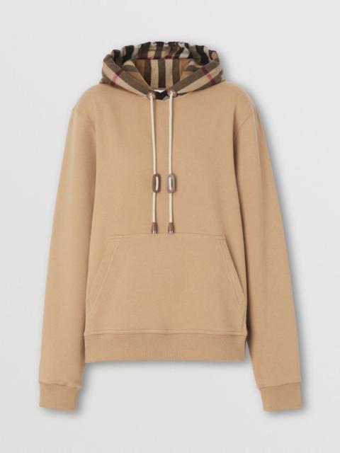 Burberry Check Hood Cotton Oversized Hoodie