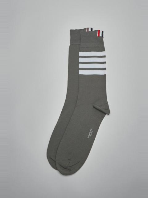 Thom Browne Mid Calf Socks W/ 4Bar In Lightweight Cotton
