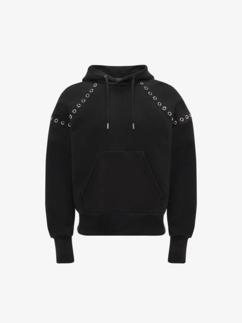 Alexander McQueen Men's Eyelets Hooded Sweatshirt in Black