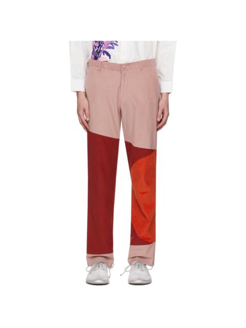 Pink & Red Paneled Trousers