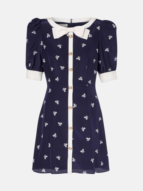 Alessandra Rich Bow-detail polka-dot silk minidress