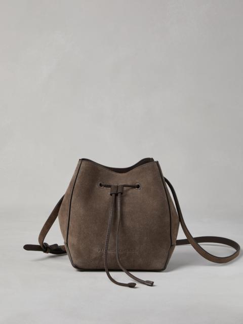 Brunello Cucinelli BC Duo small bucket bag in suede with monili