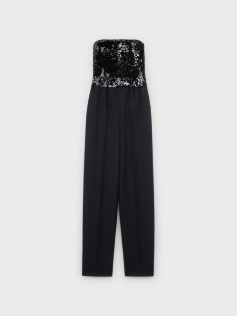 CELINE JUMPSUIT WITH EMBROIDERED BUSTIER IN GRAIN DE POUDRE