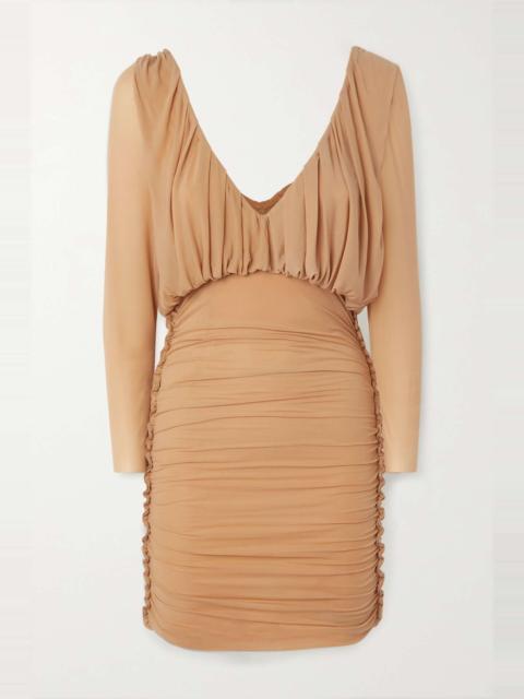 Ruched stretch-jersey mini dress