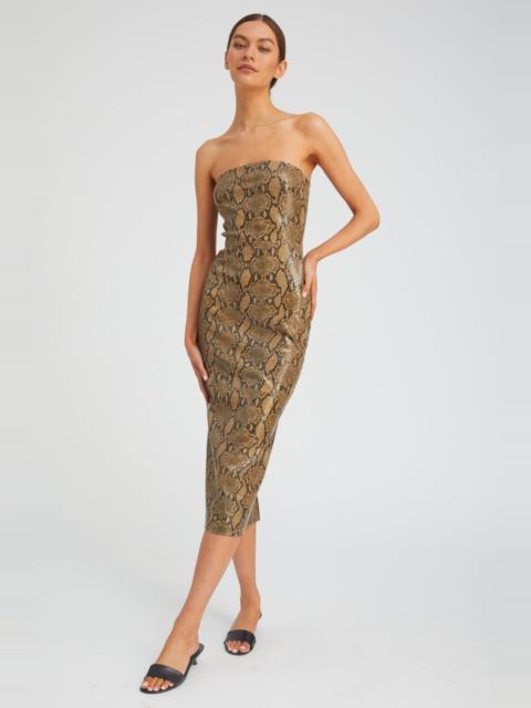SPRWMN TAN PYTHON LEATHER TUBE DRESS