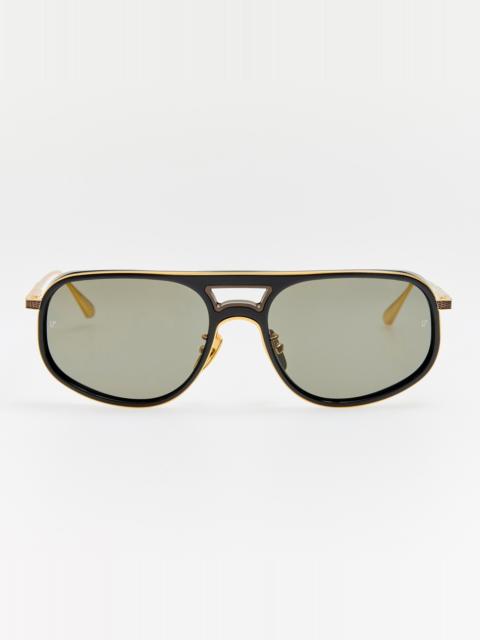 LINDA FARROW Calder Sunglasses in 22K Gold and Black