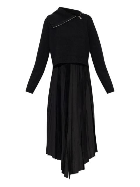 ALLSAINTS Jax zip-detail pleated midi dress