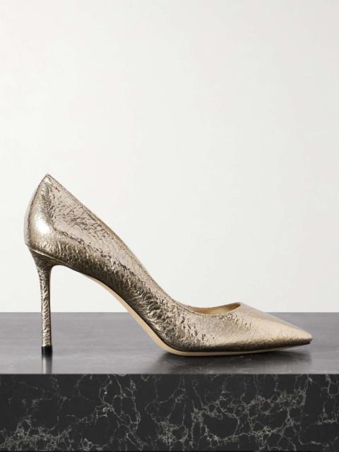 JIMMY CHOO Romy metallic crinkled-leather pumps