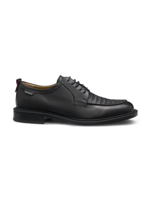 HUGO DERBY SHOES IN LEATHER WITH STRAW-PRINT VAMP