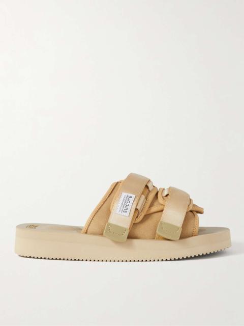 Webbing-Trimmed Suede Sandals