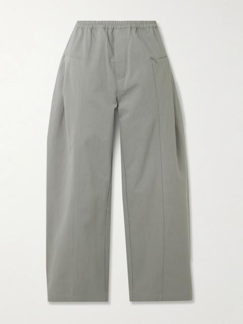 DEIJI STUDIOS Pleat organic cotton-twill barrel-leg pants Gray