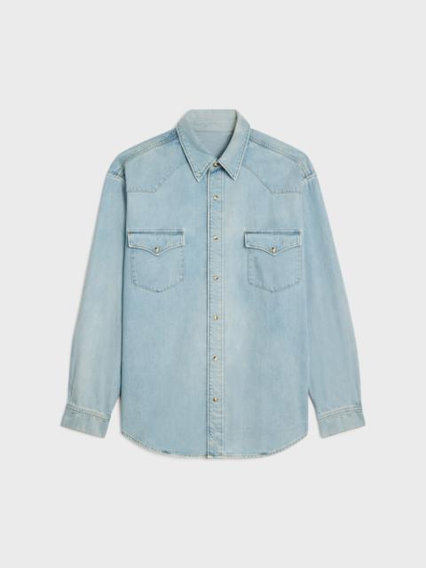 シャツ Celine \"Vintage Stone\" denim shirt CELINE shirt in vintage stone indigo denim | REVERSIBLE