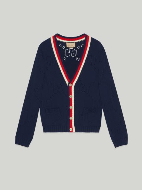 GUCCI Perforated GG cotton cardigan