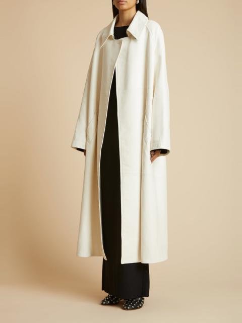 KHAITE The Minnie Coat in Optic White Leather