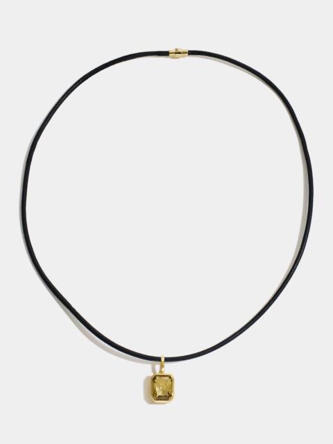 By Pariah Lumen Octagon Champagne Quartz Pendant & Leather Necklace