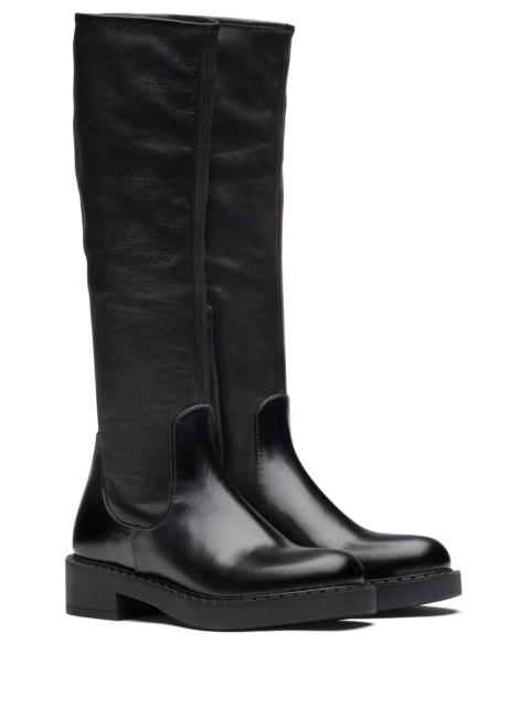 Prada Brushed leather and stretch nappa leather boots