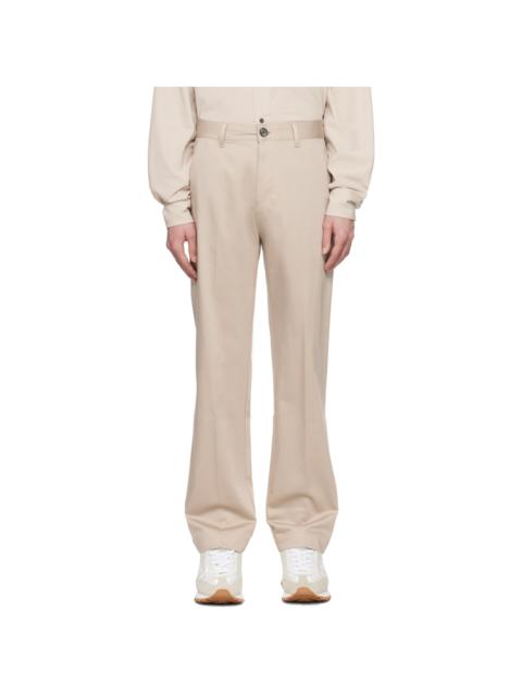 Beige Button-Fly Trousers