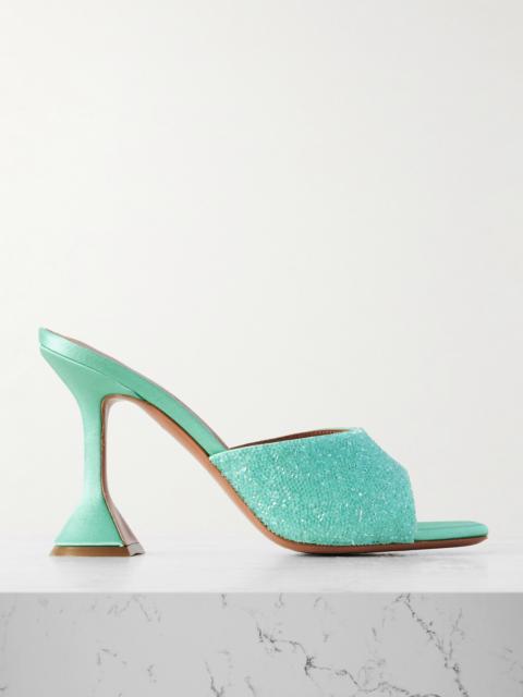 Amina Muaddi Lupita Crystal-embellished Satin Mules