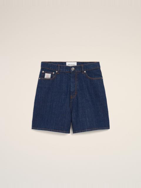AMI Paris BLUE COTTON SHORTS WITH AMI PARIS HERITAGE LABEL