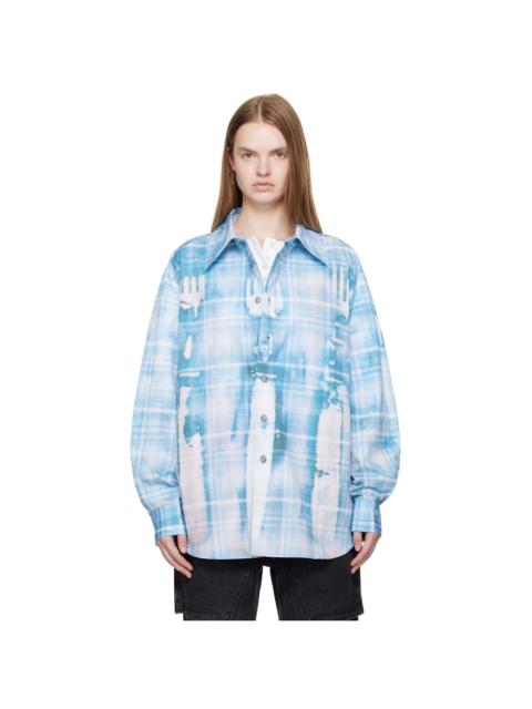 Andersson Bell Blue Trompe L'Oeil Printed Check Shirt