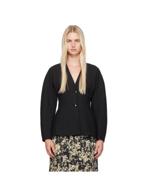 GANNI Black V-Neck Blazer