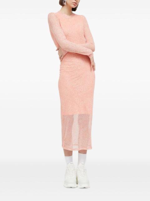HUGO long-sleeved paisley-pattern midi dress