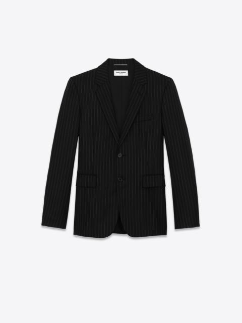 SAINT LAURENT flannel jacket in rive gauche stripes wool flannel