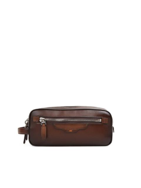 Santoni grained leather toiletry bag