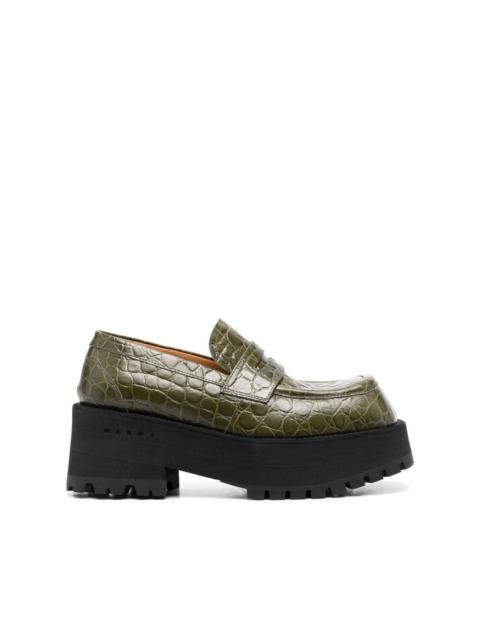 crocodille-effect chunky loafers