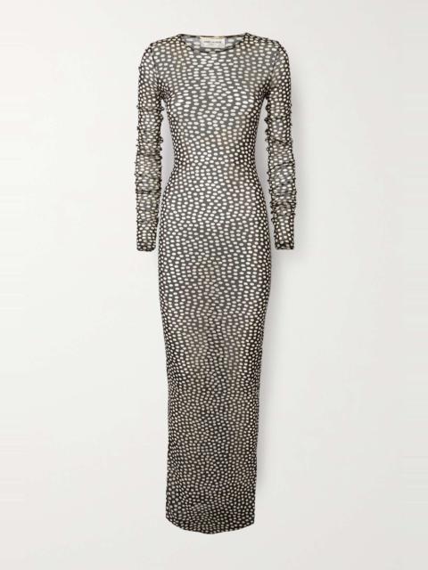 SAINT LAURENT Polka-dot mesh maxi dress