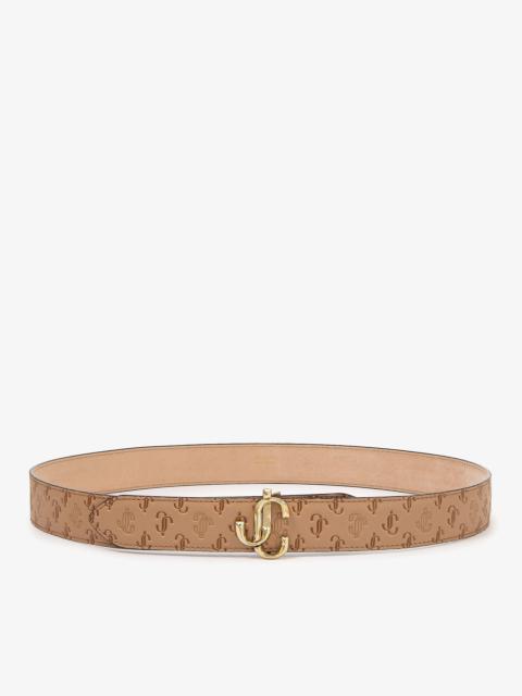 JIMMY CHOO Felisa
Caramel JC Monogram Pattern Belt with JC Emblem