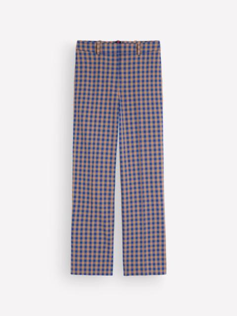 BODEN Canonbury Cotton 7/8 Pants-Camel, Blue Gingham