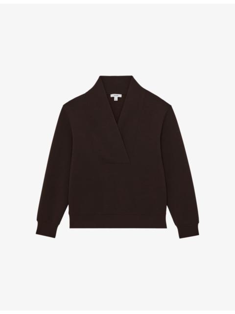 REISS Annabel Shawl-Neck Long-Sleeve Jersey Top