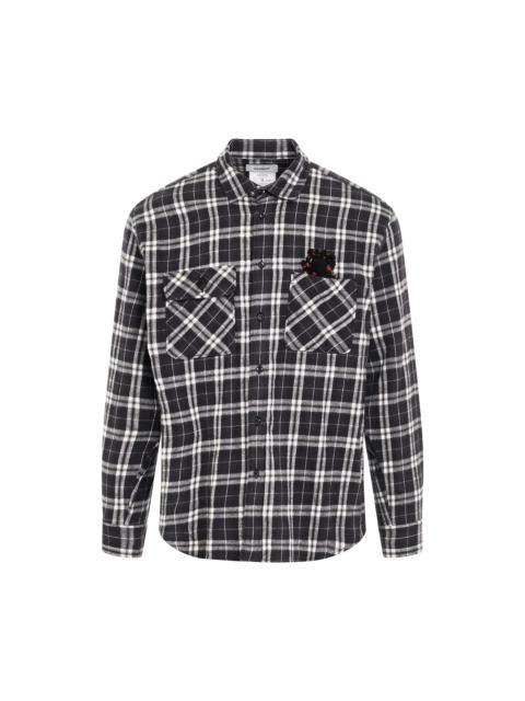 doublet Check Shirt with a Spider in Black