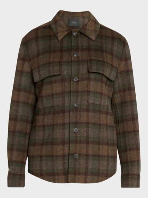 Vince Men's Plaid Double-Face Flap Pocket Overshirt