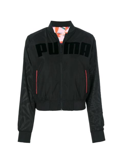 PUMA reversible logo-print bomber jacket