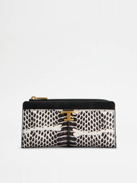 Tod's T TIMELESS WALLET IN LEATHER - WHITE, BLACK