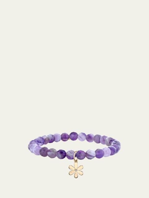 SYDNEY EVAN 14K Single Diamond Daisy on Amethyst Bracelet