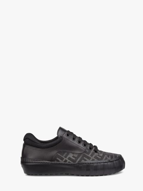 FENDI Black fabric low-tops