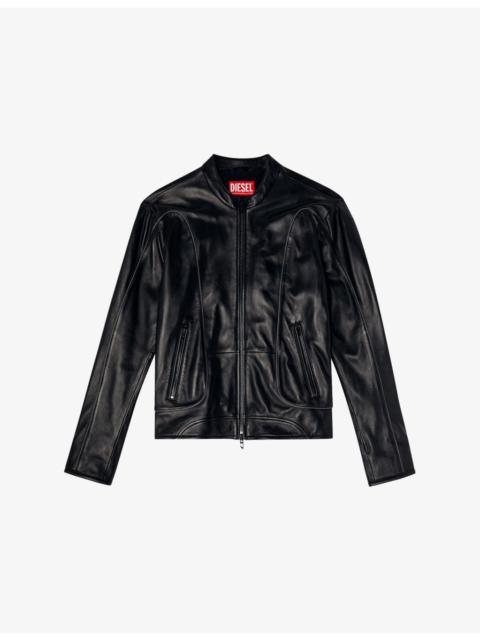 Diesel L-Krixy Brand-Embossed Regular-Fit Leather Jacket