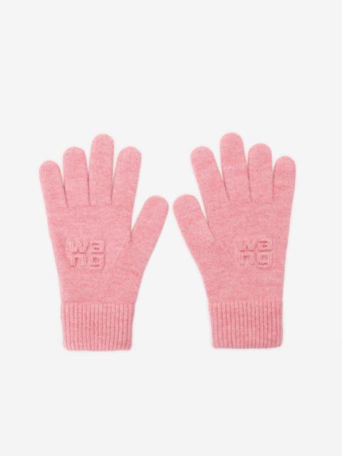 Alexander Wang embossed logo gloves in stretch wool
