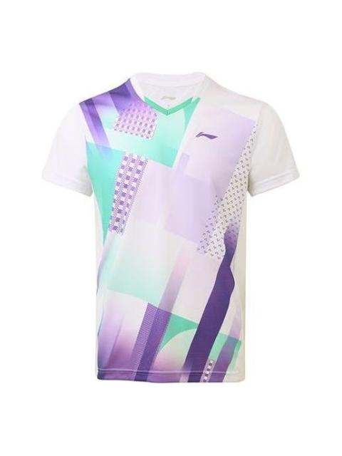 Li-Ning Quick Dry 2022 Spring Badminton Tee 'White Purple' AAYS063-1