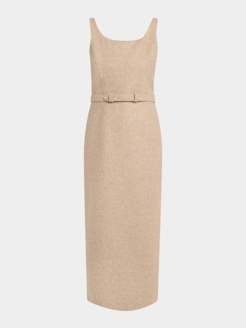 The Row Vadira Sleeveless Belted Wool Midi Dress