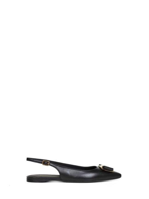 FERRAGAMO Black flat slingbacks with Vara plate