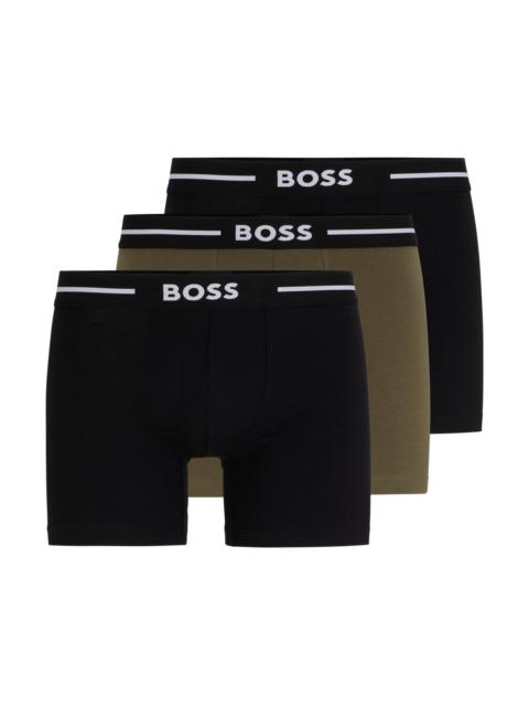 BOSS THREE-PACK OF BOXER BRIEFS WITH LOGO WAISTBANDS